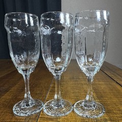 Vintage Libbey 6.75” Chivalry Clear Textured Glass Champagne Flutes Set of 3