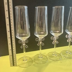 Champagne Flutes With Pink Bow Set Of Four