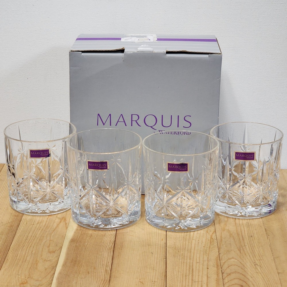 WATERFORD MARQUIS Set of 4 Bicchieri SPARKLE Double Old Fashioned Glasses