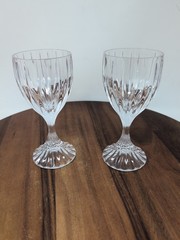 Set of 2 Mikasa Park Lane Wine Glasses 6 3/8” Crystal Water Goblets Fabulous