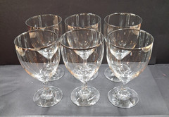 6 Vintage Schott-Zweisel Multi-Faceted Crystal Wine Glasses Platinum Band