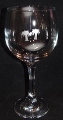 Double Palm Tree Etched Glass WINE Cordial Goblet Stemmed SET OF 2