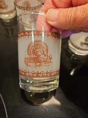 10 VINTAGE Libbey Glass Frosted BROWN Wild TURKEYS* 3.5″ WEIGHTED Juice TUMBLERS