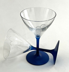 Libbey Bristol Valley 8555SR Martini Glass with Cobalt Blue Stem 22 Pc