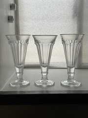 Set Of 3 Fluted Parfait Ice Cream Sundae Glasses Heisey-Style Colonial Crystal