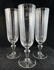 Nason Moretti Murano Italy Set 3 Optic Rigadin Champagne Flutes Etched Ribbed
