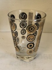Vintage 4 Retro 4oz Clear Glass Drinking Glasses Gold & Black Abstract Design