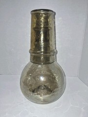 Iridescent Light Amber Tumble-Up Bedside Water Carafe Set MCM Thick Heavy Glass