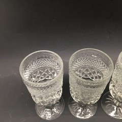 Set of 4 Wexford Anchor Hocking Water 6 5/8” Goblet Diamond Cut Stemmed Vtg