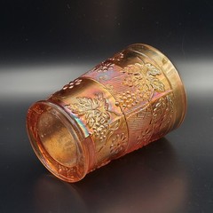 Dugan Antique Marigold Carnival Glass Floral and Grape Tumbler 4″ FREE SHIPPING