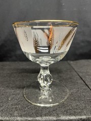 8 Stunning Vintage 1950’s MCM Libbey Frosted Footed Gold Foliage Sherbet Cups