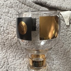 Vintage Cera Mid- Country Coin Pattern Beer Goblet with 22 K Gold Trim