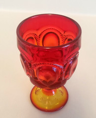 LE Smith AMBERINA Moon & Stars 9 oz Wine Water Goblet Holiday VTG – Set of 2
