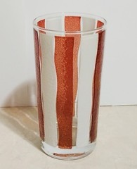 Mid Century Libbey High Ball Cocktail Tumbler Glasses Retro Mod Awning Stripe