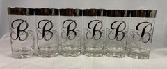 Platinum Rim Highball Glasses Monogram B Glastonbury-Lotus, Dorothy Thorpe Style