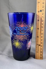 Vintage Libbey Cobalt Blue Fireworks 2000 THE NEW MILLENNIUM” Y2K Tumbler Glass
