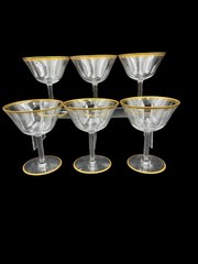 Vintage Tiffin-Franciscan Rims of Gold Clear Champagne/Tall Sherbet Set of 6