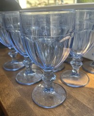 Lot 9 Vintage Libbey Duratuff Gibraltar MISTY BLUE 10 oz Wine Water Goblets