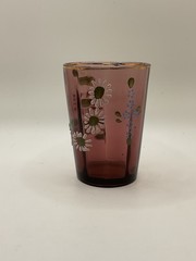 Antique Beaumont? Moser? Amethyst Enamel Decorated Paneled Tumbler