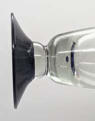 Mexico Hand Blown Beer Glass Clear With Cobalt Blue Rim & Base Barware Drinkware