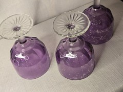 Vintage Purple Glass Thumbprint Goblet Glasses Set Of 3