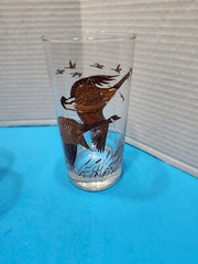 Libbey Hunting Tumbler 4 Drinking Glasses Canada Geese 5.5″ Tall VTG Mid centu
