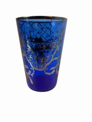 3 cobalt blue glass vintage Cup