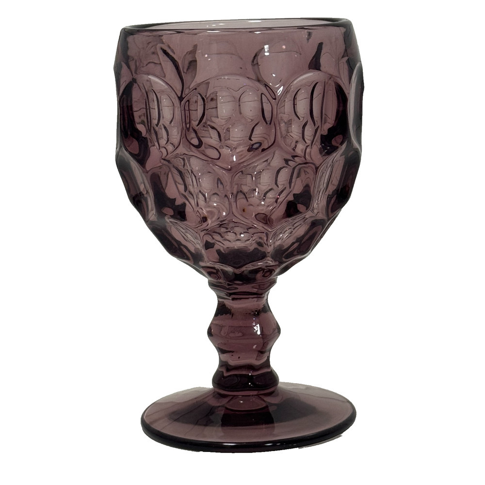 Thumbprint Provincial Amethyst Purple Ohio Imperial Glass WATER GOBLET Honeycomb