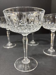Vintage Anchor Hocking Legacy Champagne Coupe Glasses Diamond Cut Stemware Set 4