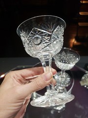 2 Cocktail Glasses American Brilliant Period Cut Glass Crystal Hoare Monarch