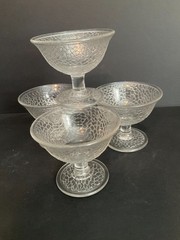 Vintage Crackle Glass by Smith Glass – USA – set of 4 – 3 1/4″ Champagne Glasses
