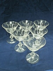 Vtg Bryce AUTUMN Cut to Gray Set of 6-4 3/4″ Low Champagne Tall Sherbet 1950s 2