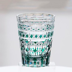 Hand Cut Kiriko Whiksy Crystal Glass Tumbler Free Shipping Green Color 280ml