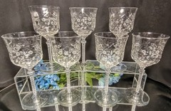 7 Vintage Rock Sharpe BURLEIGH Cut Crystal Water Goblets/Wine Glasses Set