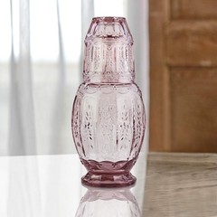 Vintage Bedside Water Carafe & Tumbler Set – Elegant Pitcher with Glass Lid, Pin