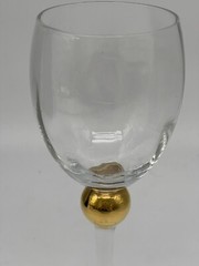 Gibson Golden Solitaire Water 12 Oz Goblet Wine 24K Optic Glass Steam 8.5″ Vtg