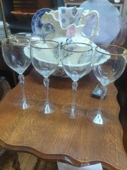 Set Of 4 Lenox Crystal Monroe Aria Gold Trim Water Goblets Glasses Wine 8.5″
