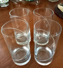 4 VTG Hand Blown HIGHBALL Tumbler Glasses POLAND Clear w/ Single Swirl