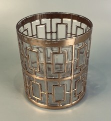 Imperial Glass Shoji Trellis 22K Gold 12oz. Double Old Fashion Glasses Set of 7