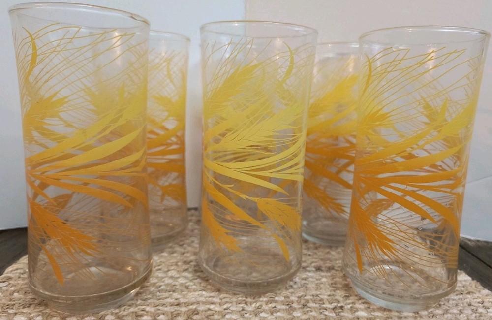 6 Libbey Golden Wheat Iced Tea Glasses 16 Oz Pristine Condition