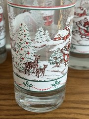Home Interiors Christmas Winter Scene Tumbler Drinking Glasses of 6 NIB 12 oz
