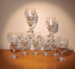 Lot Of 8 Pfaltzgraff Naturewood Frosted Goblets: 5.75″ & 7″ Wine/Iced Tea/Water