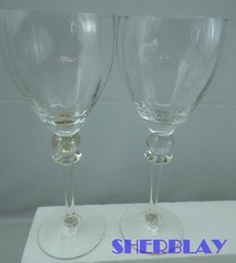 Pair Vintage Glass Crystal Wine Glasses water Goblet Stemware Dining Barware