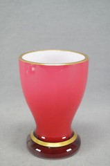 Czech Bohemian Hand Blown Cranberry Cased Glass Tumbler Spa Glass Circa 1900