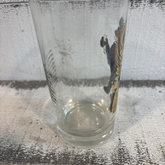 Vtg MCM Leo Zodiac Glass Heavy Gold Tom Collins Barware 5.5”