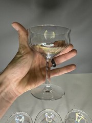 Set Of Four Coup Champagne Glasses Irredescent Vertical Optic / See Pics