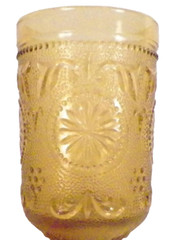 Indiana Sandwich Daisy Goblet Amber Glass Footed Vintage 40s 50s 60s Tiara