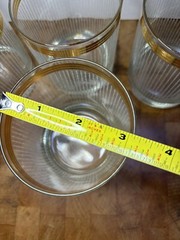4- Vintage Culver Empire 22k Gold Rim Textured Double Old Fashioned Glasses