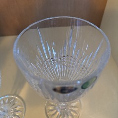 Vintage Bohemia 24% Lead Crystal Wine Glasses Set of 2 Czech Cut Glass