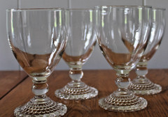 Set of 4 Anchor Hocking Bubble Foot Stemware Barware Drink Glasses VTG